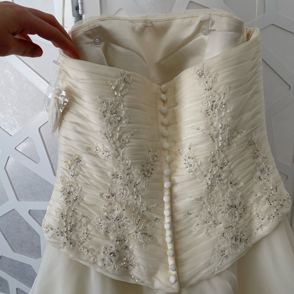 Cream/Ivory Beaded Full Length Wedding Dress with Button Detail